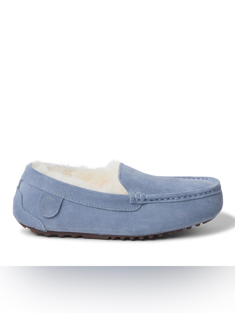 Suede Shearling-Lined Slip-On Loafer in Light Blue
